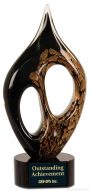 10 1/4 inch Black/Gold Coral Art Glass