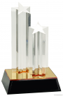 9 1/2″ Clear Double Star Column Acrylic with Gold/Black Base 1