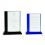 Black or Blue Edge Crystal Award on Black Base