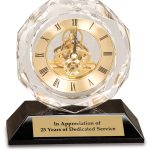 5 1/2 inch Clear Crystal Clock on Black Pedestal Base