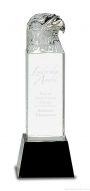 10 1/2 inch Clear Crystal Eagle Tower on Black Pedestal Base