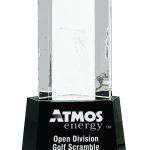 8 1/2″ Clear Crystal Golf Scene on Black Pedestal Base