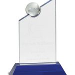 Clear Crystal with Inset Crystal Globe and Blue Base