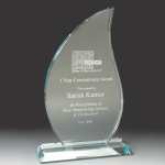 Flame Jade Glass Award with Base MAD1150TGL