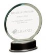 7 1/4 inch Jade Round Metro Glass w/Black and Silver Base