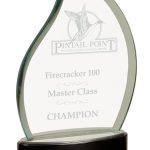 8 3/4 inch Jade Flame Metro Glass w/Black and Silver Base