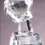 Crystal Glass Awards – 3 1/2″ x 8 1/2″ Genuine Prism Optical Globe in Hand 1
