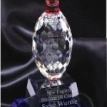 4 1/4″ x 10″ Bowling Pin Prism Optical Crystal Glass With Indigo Blue Sub Base 1