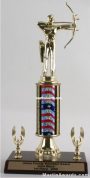 Red/White/Blue Single Column Male Archer With 2 Eagles Trophy 1