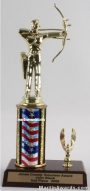 Red/White/Blue Single Column Male Archer With 1 Eagle Trophy 1