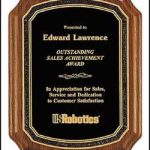 Plaque – Solid Walnut Plaque w/Black Center Plate with Florentine Border 1