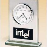 Desktop Clock Award – Glass Desk Clocks Brushed Aluminum Panel with White Dial 1