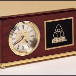 Clock Award – Rosewood Piano-Finish Desk Clocks with Engravable Plate 1