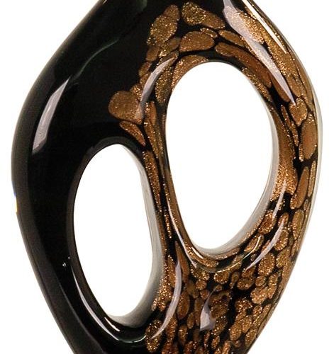 10 1/4 inch Black/Gold Coral Art Glass