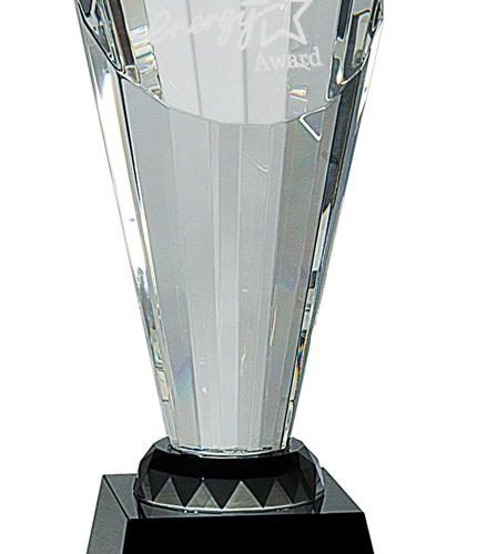 Clear Crystal Spire Facet Award on Black Base