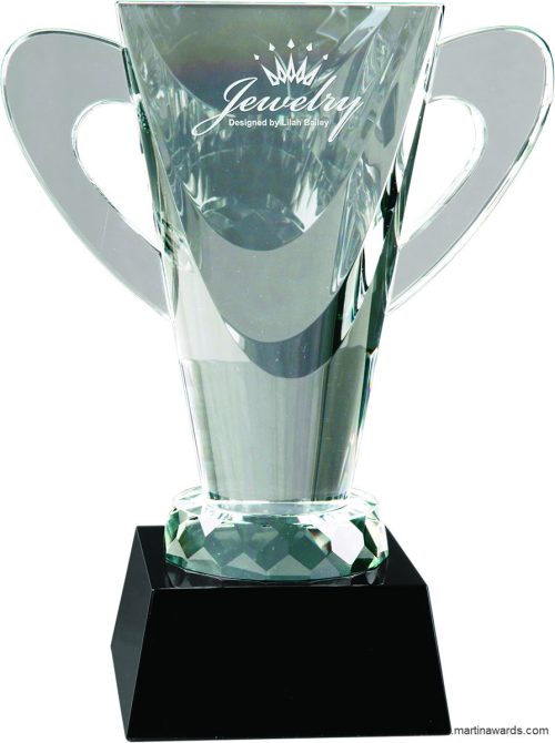 Crystal cup with Wedge and glass handles