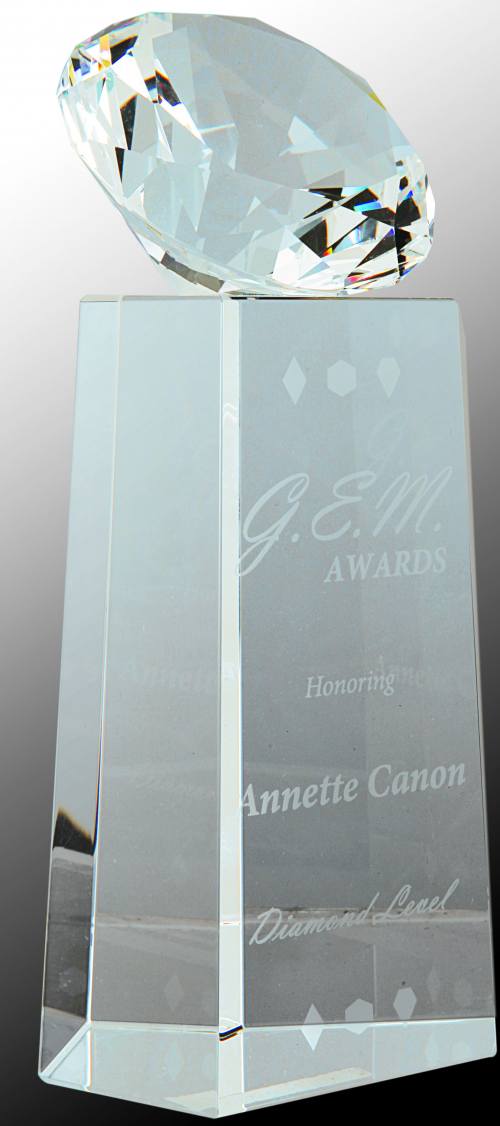 Crystal Diamond on Clear Crystal Pedestal