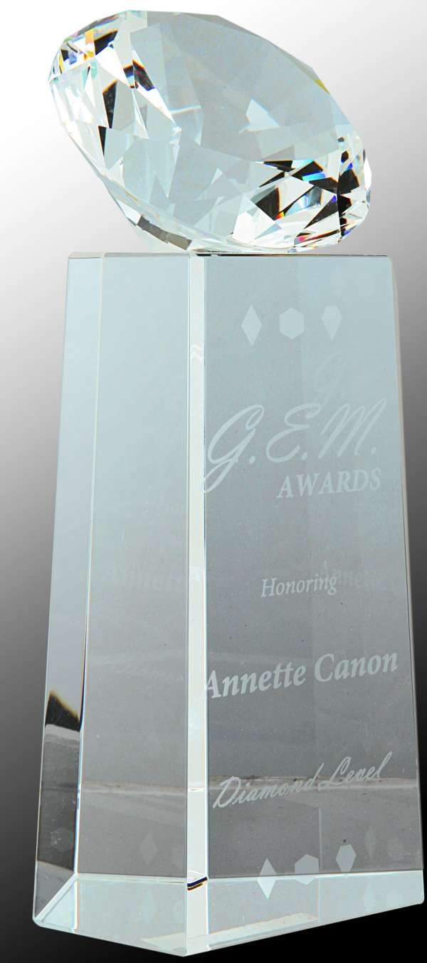 Crystal Diamond on Clear Crystal Pedestal