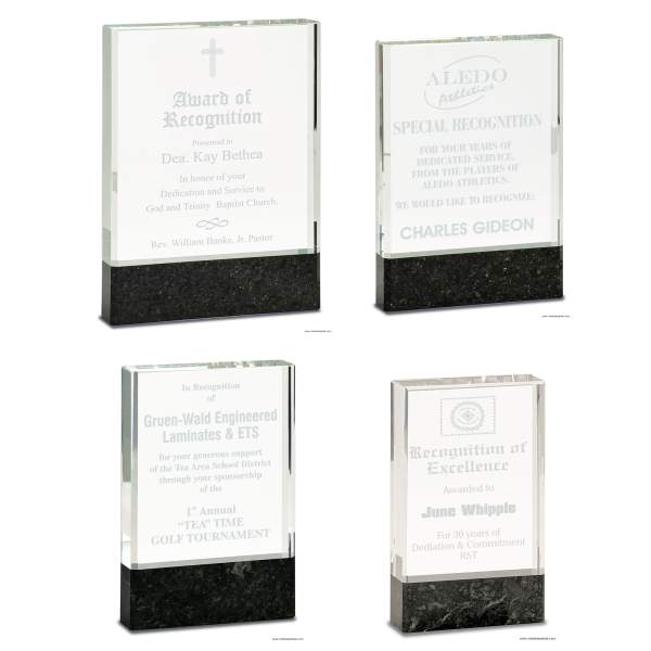 Clear Fusion Crystal Award with Genuine Black Marble