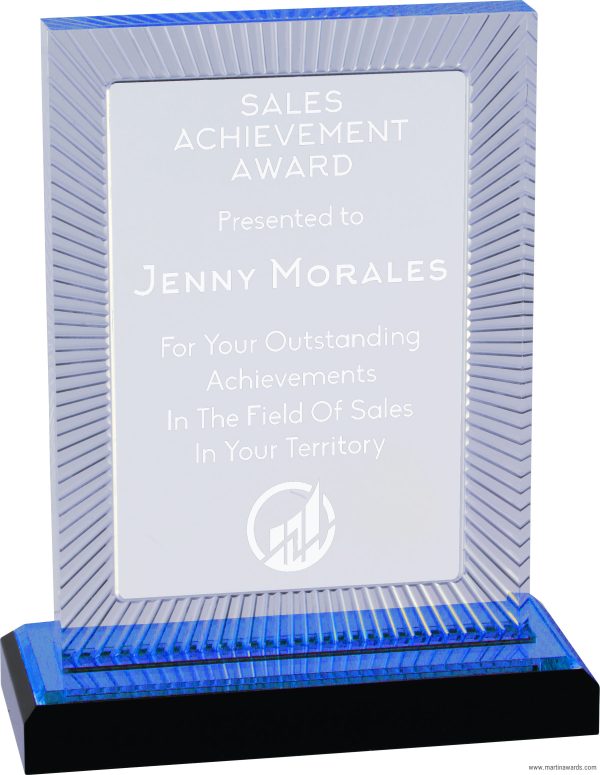 Blue Carved Rectangle Impress Acrylic