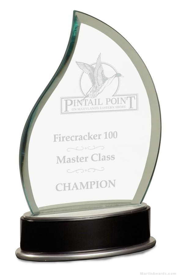 8 3/4 inch Jade Flame Metro Glass w/Black and Silver Base
