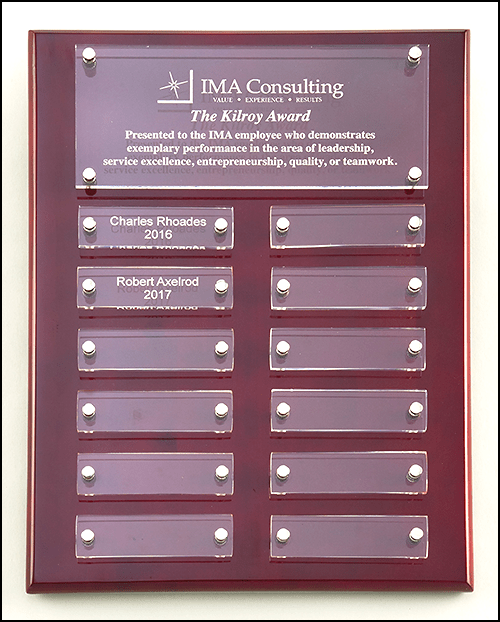 Rosewood Perp. Plaque with Acrylic