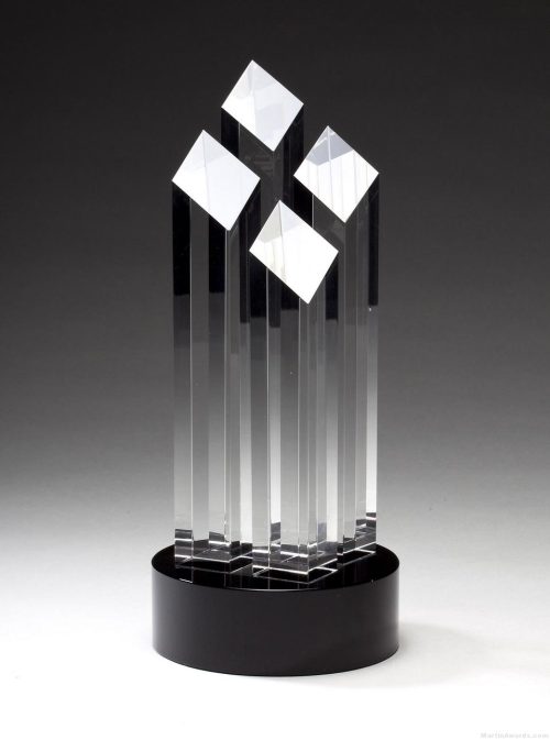 Four Tall Crystal Slant Towers Award
