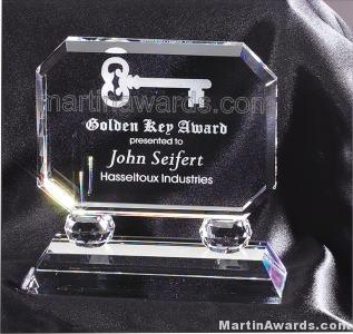 Crystal Glass Awards – 6″ x 5 1/2″ Prism Optical Crystal 1