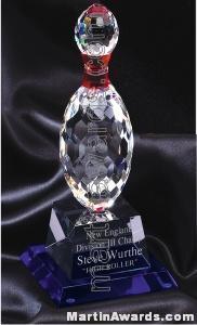 4 1/4″ x 10″ Bowling Pin Prism Optical Crystal Glass With Indigo Blue Sub Base 1