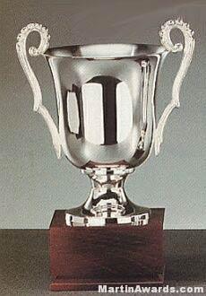 Silver Plated Trophy Cup On Mahogany Base 1