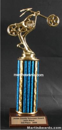 Blue Single Column Chopper Motorcycle Trophy 1