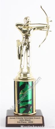 Green Single Column Male Archer Trophy 1