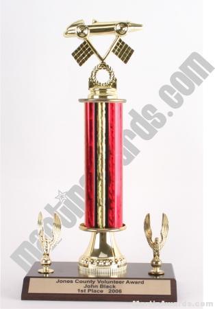 Red Single Column Pinewood Derby Car With 2 Eagles Trophy 1