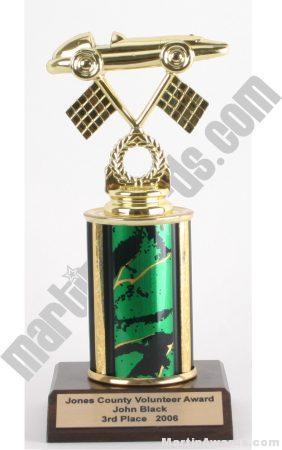Green Single Column Pinewood Derby Car Trophy 1