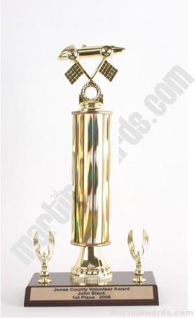 Gold Single Column Pinewood Derby Car With 2 Eagles Trophy 1