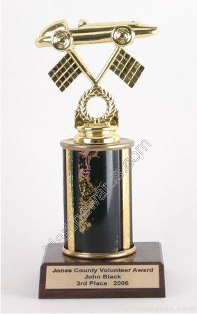 Black Single Column Pinewood Derby Car Trophy 1