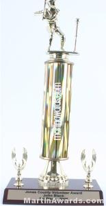 Gold Single Column Male T-Ball With 2 Eagles Trophy 1