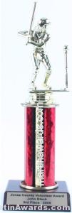 Red Single Column Female T-Ball Trophy 1