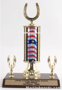 Red/White/Blue Single Column Horseshoe With 2 Eagle Trophy 1