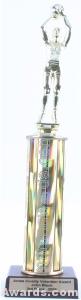 Gold Single Column Female Basketball Trophy 1