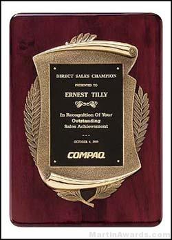 Plaque – Rosewood Piano Finish Plaque with Antique Bronze Frame Casting 1