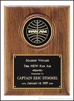 Plaques – American Walnut Plaque with 4″ Round Medallion 1