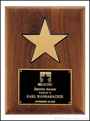 Plaque – American Walnut Plaque w/Star Casting 1