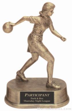 Female Bowling Gold Resin Trophy 1