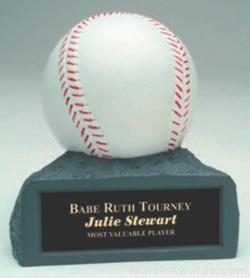 White Baseball On Base Gold Resin Trophy 1