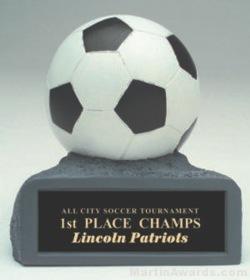 B/W Soccer On Base Gold Resin Trophy 1