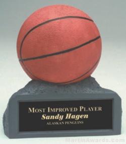 Orange Basketball On Base Gold Resin Trophy 1