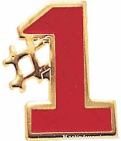 5/8″ Etched Soft Enamel Red #1 Chenille Letter Pin 1