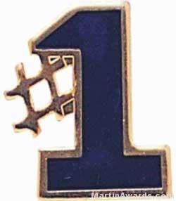 5/8″ Etched Soft Enamel Blue #1 Chenille Letter Insert 1
