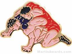 1″ Etched Soft Enamel Wrestling Chenille Letter Pin 1